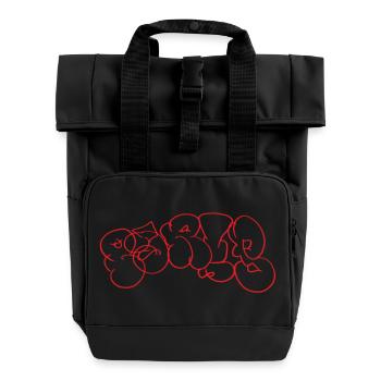 Roter Graffiti Bubble Paris Schriftzug - Rolltop Rucksack mit zwei Griffen - Schwarz - Vorne