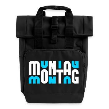 Motiv Montag Weiß/Cyan - Rolltop Rucksack mit zwei Griffen - Schwarz - Vorne