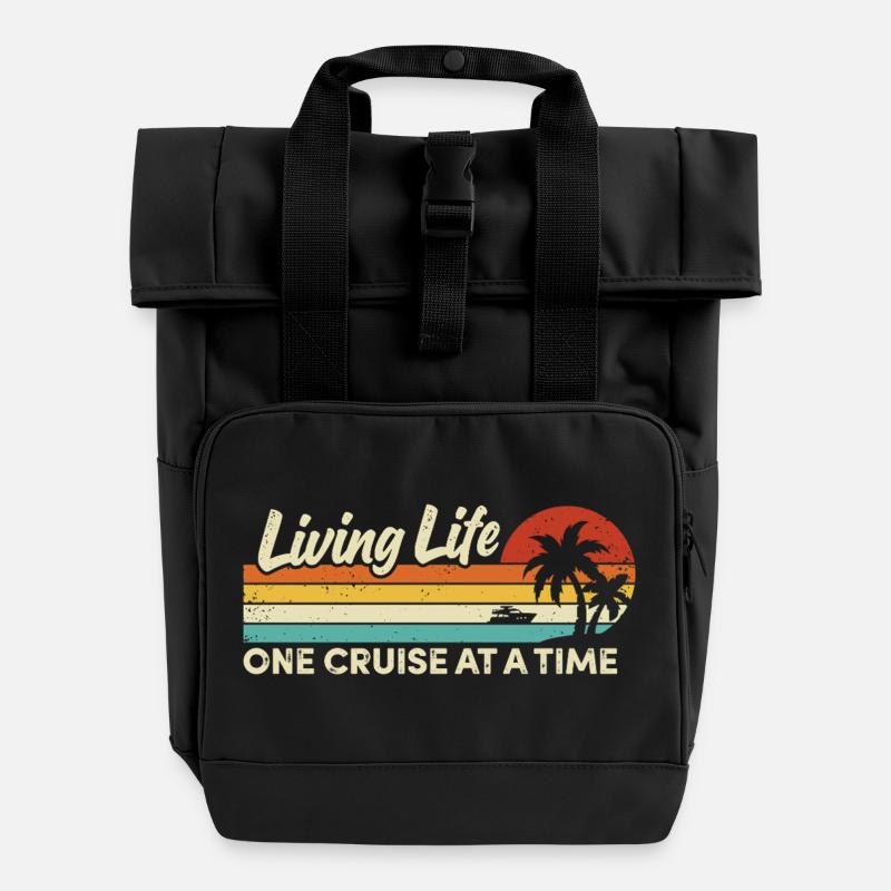 Kreuzfahrtschiff Sommerurlaub - Rolltop Rucksack mit zwei Griffen - Schwarz