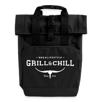 "BBQ and Chill / BBQ and Lifestyle" logo 2 - Roll Top Backpack with Two Handles - black - Front