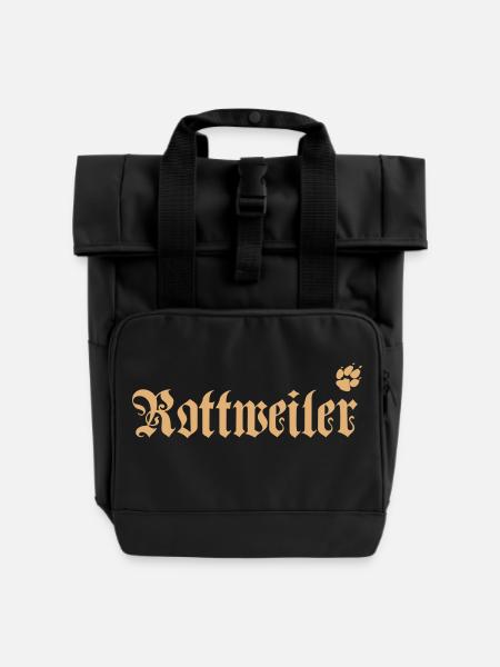 rottweiler logo mit pfote - Rolltop Rucksack mit zwei Griffen - Schwarz