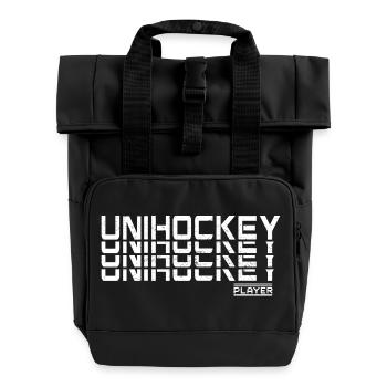 Floorball floorball hockey sport - Roll Top Backpack with Two Handles - black - Front