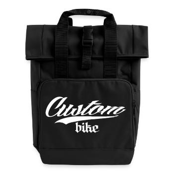 custom bike biker tour rock bobber tuner tuning - Roll Top Backpack with Two Handles - black - Front