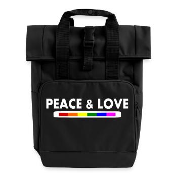 Peace and love - Roll Top Backpack with Two Handles - black - Front