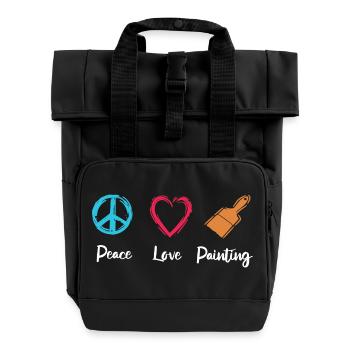Peinture Peace Love - Sac à dos Roll Top à deux anses - noir - Devant