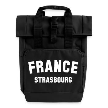 STRASBOURG France - Roll Top Backpack with Two Handles - black - Front