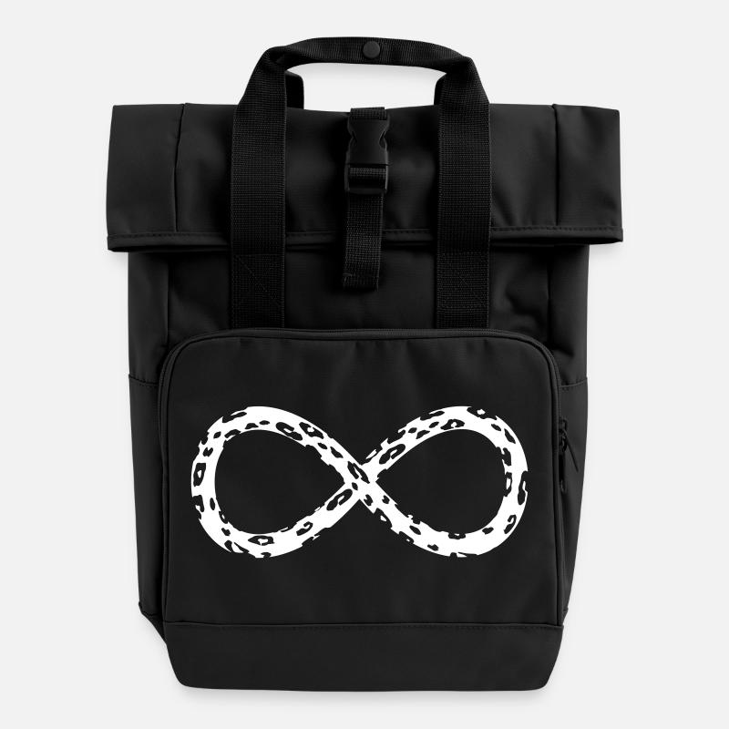 Leopard Infinity Thin Negative - Roll Top Backpack with Two Handles - black