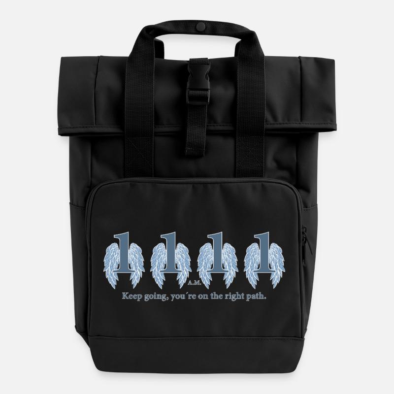 Flügel der Ausdauer auf dem Pfad des Erwachens - Rolltop Rucksack mit zwei Griffen - Schwarz