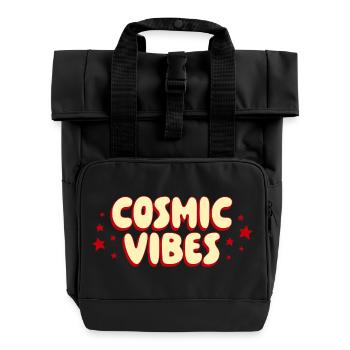 Kosmische Vibes Retro Shirt - Rolltop Rucksack mit zwei Griffen - Schwarz - Vorne
