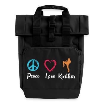 Peace Love Kickboxing - Roll Top Backpack with Two Handles - black - Front