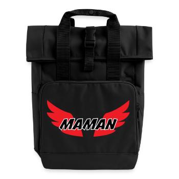 Maman d'Amour - Muttertag - Rolltop Rucksack mit zwei Griffen - Schwarz - Vorne
