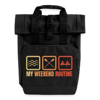 Rower Weekend Routine - Roll Top Backpack with Two Handles - black - Front