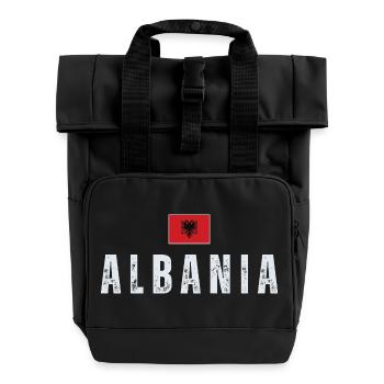 Albanian flag, Albanian pride - Roll Top Backpack with Two Handles - black - Front