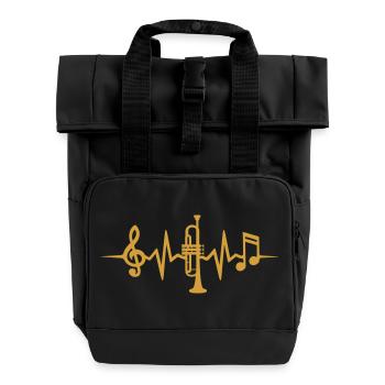 Trompete Herzschlag Trompeter Musiker - Rolltop Rucksack mit zwei Griffen - Schwarz - Vorne