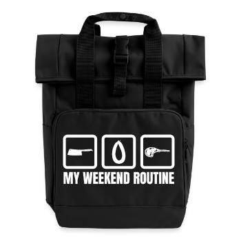 Butcher Weekend Routine - Roll Top Backpack with Two Handles - black - Front