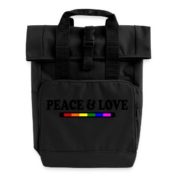Peace and love - Roll Top Backpack with Two Handles - black - Front