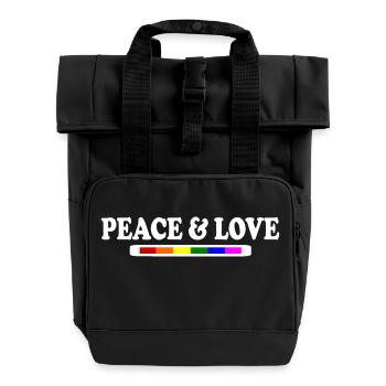Peace and love - Roll Top Backpack with Two Handles - black - Front