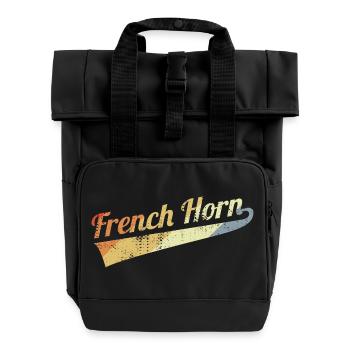 Vintage French Horn - Roll Top Backpack with Two Handles - black - Front