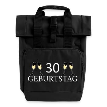 30th birthday 30 years - Roll Top Backpack with Two Handles - black - Front