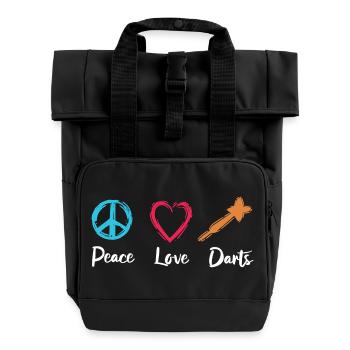 Frieden Liebe Darts - Rolltop Rucksack mit zwei Griffen - Schwarz - Vorne