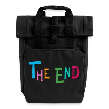 The End: Multicolour Playful Typography - Roll Top Backpack with Two Handles - black - Front