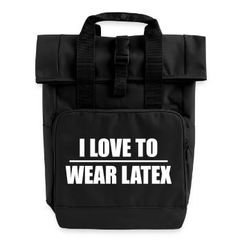 Font Design "I love to wear Latex" - Roll Top Backpack with Two Handles - black - Front