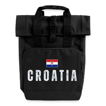 Croatian flag, I love Croatia - Roll Top Backpack with Two Handles - black - Front