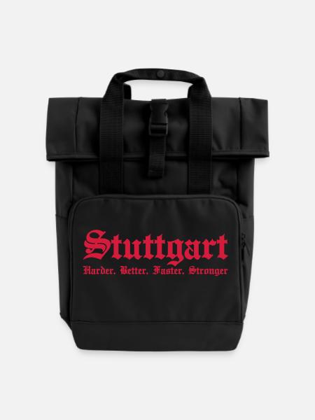 Stuttgart Harder Better Faster Stronger - Rolltop Rucksack mit zwei Griffen - Schwarz
