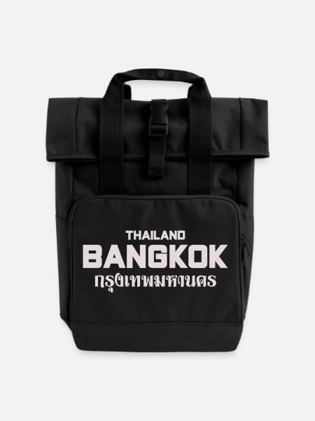 Bangkok Großbuchstaben Stadtbild - Rolltop Rucksack mit zwei Griffen - Schwarz