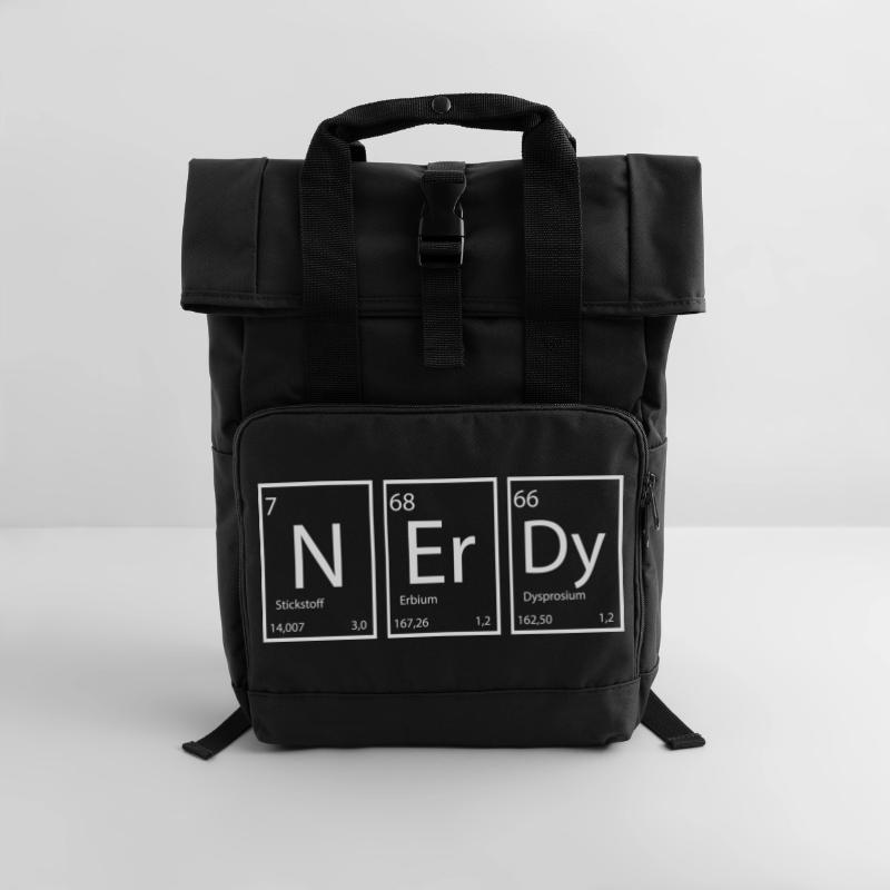 Nerdy Nerd Sprüche Elemente Rolltop Rucksack mit zwei Griffen