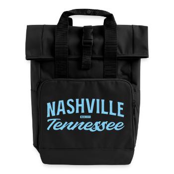 Nashville Script Blue - Roll Top Backpack with Two Handles - black - Front