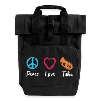 Peace Love Tuba - Roll Top Backpack with Two Handles - black - Front