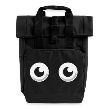 Große runde Kulleraugen Bob, Mütze - Rolltop Rucksack mit zwei Griffen - Schwarz - Vorne