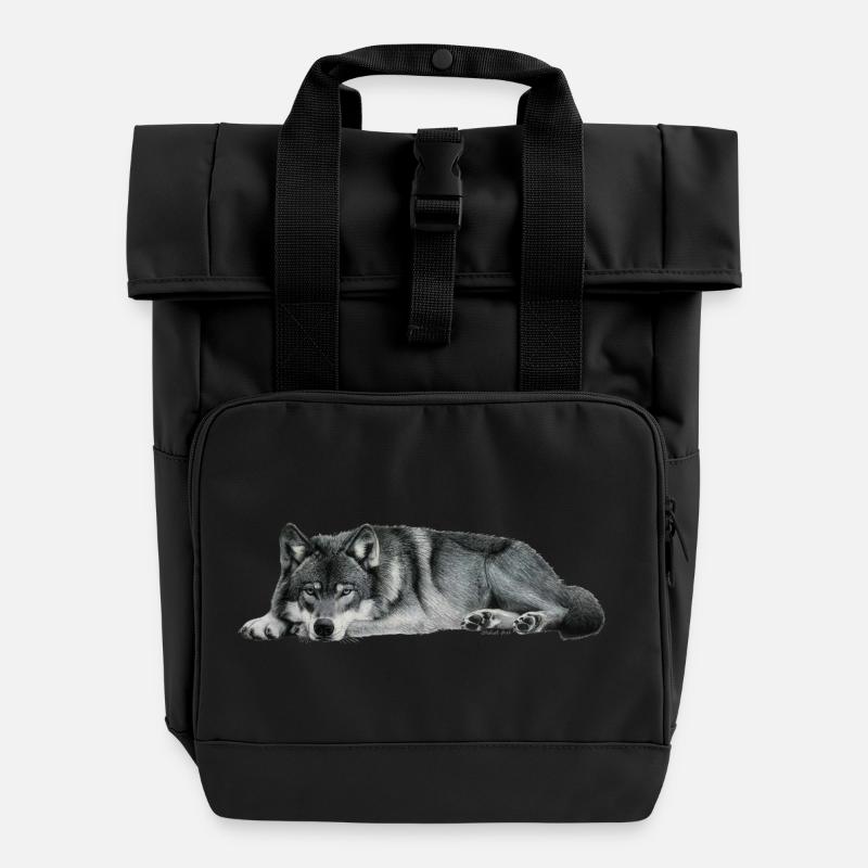 wolf - Rolltop Rucksack mit zwei Griffen - Schwarz