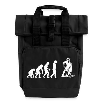 Floorball Liebe zum Anziehen - Rolltop Rucksack mit zwei Griffen - Schwarz - Vorne