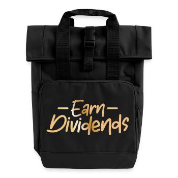 Earn dividends / Stock market - Roll Top Backpack with Two Handles - black - Front