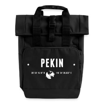 Pékin Coordonnées Géographiques Stylisées - Sac à dos Roll Top à deux anses - noir - Devant