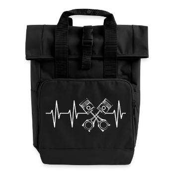 V8 Piston Pulse Racing Voiture Heartbeat Moteur Logo - Sac à dos Roll Top à deux anses - noir - Devant