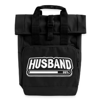 Groom "Husband" Loading Bar – Bachelor Party Motif - Roll Top Backpack with Two Handles - black - Front