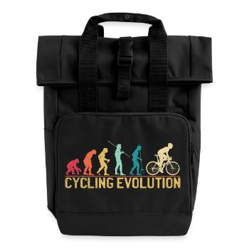 Cycling Evolution Artistic Illustration - Roll Top Backpack with Two Handles - black - Front