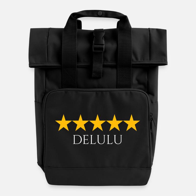 Five Star Delulu - Roll Top Backpack with Two Handles - black