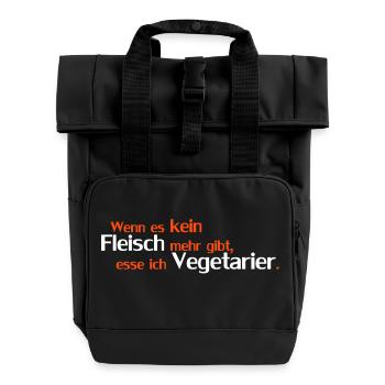 If there is no more meat, I eat - Roll Top Backpack with Two Handles - black - Front
