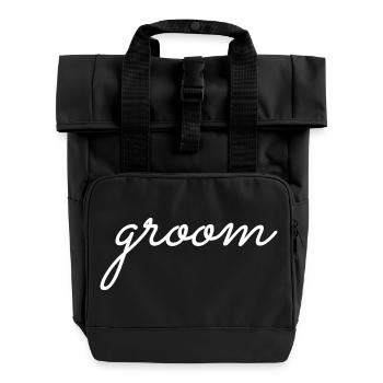 Bräutigam Cool Matching Paar Hochzeitsfeier Hochzeit - Rolltop Rucksack mit zwei Griffen - Schwarz - Vorne