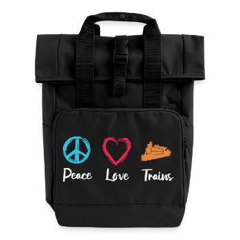 Frieden Liebe Züge - Rolltop Rucksack mit zwei Griffen - Schwarz - Vorne