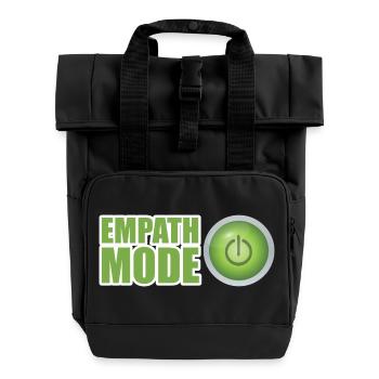 Empath Mode Green Power Button Design - Roll Top Backpack with Two Handles - black - Front