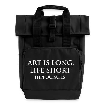 Inspirational Hippocrates Quote Art Print - Roll Top Backpack with Two Handles - black - Front