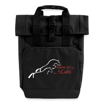 Horseback riding is beautiful... - Roll Top Backpack with Two Handles - black - Front