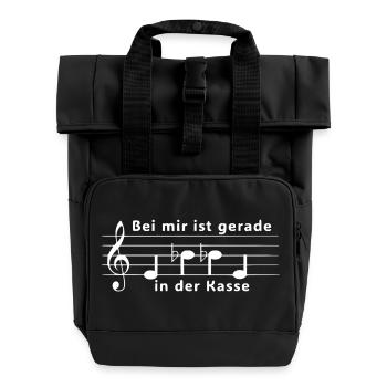 Noten - Ebbe In Der Kasse Humorvolle Notenschrift - Rolltop Rucksack mit zwei Griffen - Schwarz - Vorne