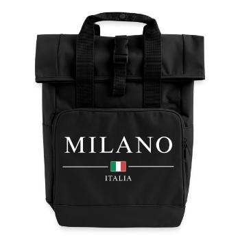 Milano italia - Roll Top Backpack with Two Handles - black - Front