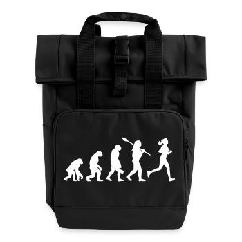 Evolution of Woman Running Silhouette - Roll Top Backpack with Two Handles - black - Front